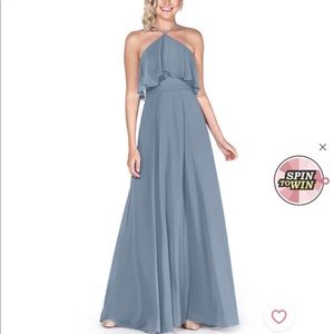 Azazie Amira dusty blue bridesmaid dress